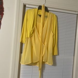 BANAN REPUBLIC YELLOW CHIFFON BLOUSE WITH CROPPED CARDIGAN NWOT RARE CUTE SPRING